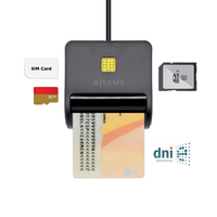 aisens lector de tarjeta inteligente dni con lector de tarjetas sim sd micro sd mmc rs-mmc mmc micro negro