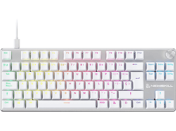 Teclado gaming - NEWSKILL Serike V2 TKL, USB tipo A, extraible, Teclas iluminadas, Con rueda de volumen, Blanco