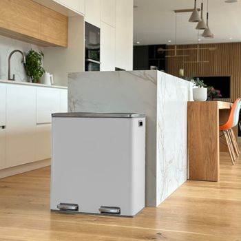 Cubo de basura de cocina de reciclaje blanco  60l