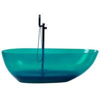 banera moderna independiente solid surface ovalada color transparente 169 x 78 cm verde azulado blancarena