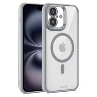 cool funda magnetica transparente con borde plata para iphone 16