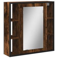armario con espejo bano madera roble ahumado 60x16x60 cm vidaxl