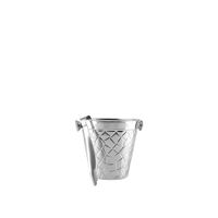 cubitera con pinza plateada martillada 14 cm