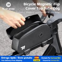 west biking bolsa magnetica para tubo de bicicleta bolsa para tubo de bicicleta con cubierta abatible carcasa rigida impermeable accesorios para bicicletas de montana y carretera