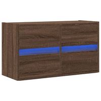 mueble tv - mesa de tv de pared con luces led marron roble 80x31x45 cm