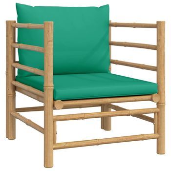 Sofá De Jardín | Sofá De Exterior Bambú Con Cojines Verde