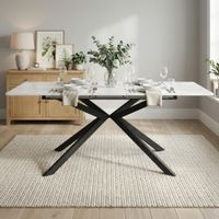 mesa de comedor extensible rectangular con efecto marmol