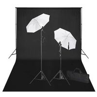 kit de estudio fotografico telon fondo negro 600x300 cm y luces vidaxl