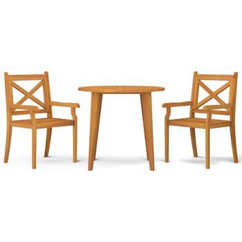 Juego De Comedor De Jardín 3 Piezas | Mueble De Jardín Madera Maciza De Acacia