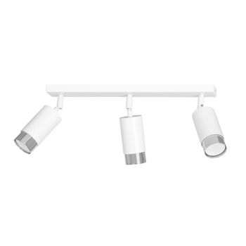 Regleta elegante con 3 focos de luz orientable blanco y cromo