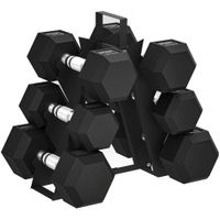 sportnow juego de mancuernas 2x4kg 2x6kg 2x8kg con soporte de almacenamiento para ejercicio entrenamiento negro