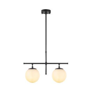 Lámpara De Techo Roe-10755 Crema Negro Metal Vidrio 52x15x36-76 Cm
