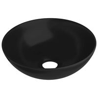 lavabo de cuarto de bano redondo ceramica negro mate vidaxl