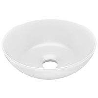 lavabo de cuarto de bano redondo ceramica blanco mate vidaxl