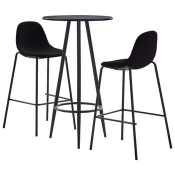Conjunto De Mesa Alta Y Taburetes 3 Uds | Mueble Jardin Mesa Y Sillas Tela Negro Cfw399461
