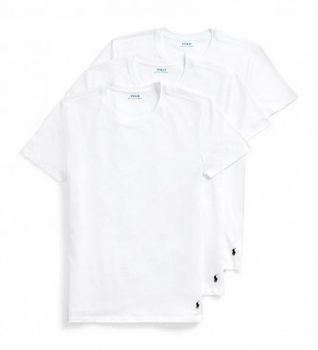 Polo Ralph Lauren para hombre. 714830304003 Pack de 3 Camisetas interiores Crew blanco (S), Homewear, Algodón, Manga corta