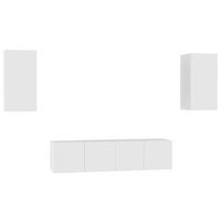 juego de 4 uds mueble tv  mueble de salon  armario tv de madera de ingenieria blanco