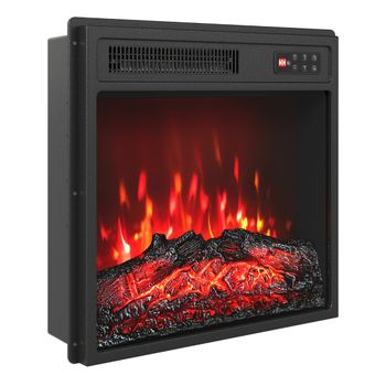 Costway 46 cm Chimenea Eléctrica 750W/1500W Calentador de Chimenea con Mando a Distancia 7 Colores de Llama Realistas 5 Brillos Ajustables Negro