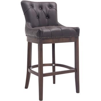 Taburete De Bar Lakewood Cuero Aútentico Cuero Auténtico Marrón 57x55x109 Cm Clp
