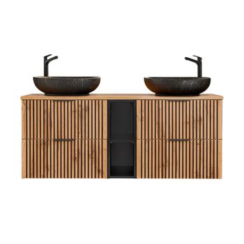 Mueble doble lavabo 140cm paneles de melamina y mdf madera imitación