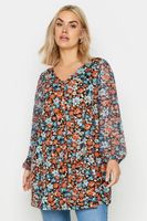 yours blusa de flores naranjas y azules mujer curvy y tallas grandes yours