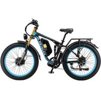 bicicleta electrica keteles k800 pro de 26 doble motor y suspension completa negro y azul