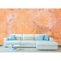fotomural vinilo textura cemento raspado naranja 350 x 250 cm