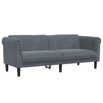 Sofá De 3 Plazas | Sofá De Salón | Sofá De Descanso Terciopelo Gris Oscuro