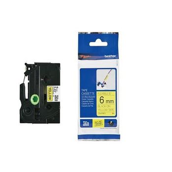 Brother TZe-FX621 Original P-Touch Label Tape ( 9mm x 8m) Black On Yellow