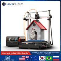 anycubic-impresora 3d kobra 3 max combo fdm hasta 600 mms velocidad maxima de impresion volumen de construccion enorme 500x420x420mm control inteligente por aplicacion