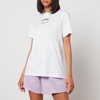 Ganni Logo-Print Cotton-Jersey T-Shirt - S