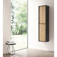 columna de bano doly 35x160x30 cm 2p estructura antracita mate frontal roble moderno