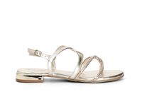 sandalias de piel con pala cruzada y pedreria termosellada gold