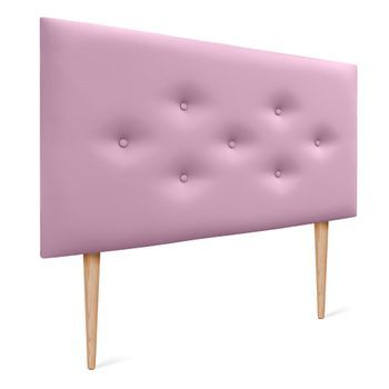 Dhome Cabecero De Polipiel Con 3 Hileras Intercaladas De Botones Y Patas Cabezal Tapizado Cama Lujo (rosa, 90cm)