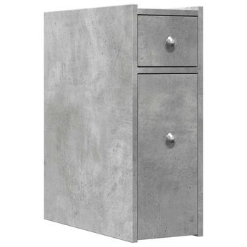 Armario De Baño | Mueble De Baño Estrecho Con Ruedas Madera Gris Hormigón