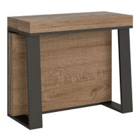 consola extensible 90x40288 cm efecto madera roble natural hierro