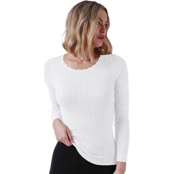 Admas Camiseta manga larga Top de manga larga Desagujado para mujer