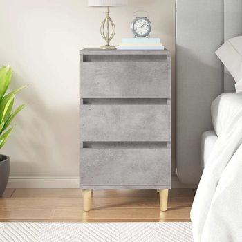Mesita De Noche - Mueble De Dormitorio - Madera Contrachapada - Gris Hormigón (40x35x70cm)