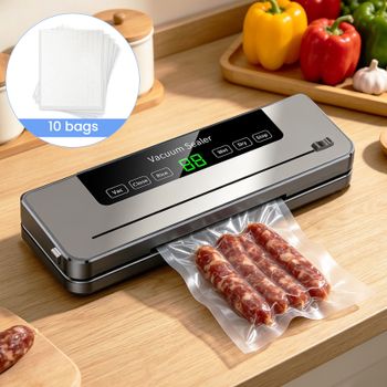 Máquina Selladora al Vacío de Alimentos de 220V, 5 Modos, Selladora Automática en Seco y Húmedo con 10 Bolsas, para Conservación de Alimentos en el Hogar y la Cocina