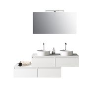 mueble de bano de 8 piezas con doble lavabo en melamina blanca