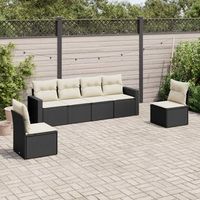 conjunto de sofas de jardin 6 uds  mueble jardin mesa y sillas y cojines ratan sintetico negro cfw434700