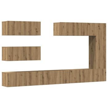 Mueble Para Tv De Pared Madera Contrachapada Artesanal 7 Piezas Vidaxl