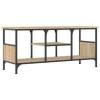 mueble tv hierro madera contrachapada roble sonoma 100x35x45 cm vidaxl
