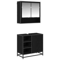 juego de muebles de bano 2 uds roble negro vidaxl