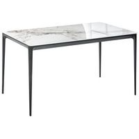 mesa de comedor moderna elegante con tablero rectangular de vidrio efecto marmol 140 x 80 cm comedor cocina blanconegro jollein
