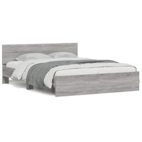 estructura de cama con cabecero gris sonoma 150x200 cm