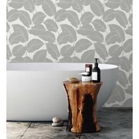 papel pintado vinilico de hojas con silueta ligeramente metalizada en relieve - begonia 681272 de gaulan - rollo de 10 m x 053 m