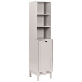 Armario De Baño De Pie De Mdf Espacio Para La Cesta De La Ropa Sucia Con Estantes Estilo Tradicional Beige Claro Penon