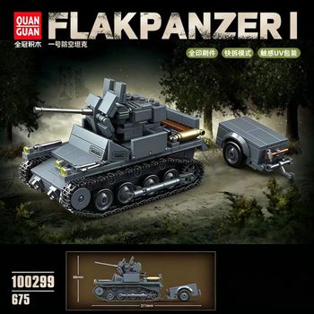 QuanGuan 100299 Bloques de Construcción de Modelo de Tanque Antiaéreo, 675 Piezas, Vehículo Militar, Ladrillos DIY, Juguete Coleccionable para Adultos