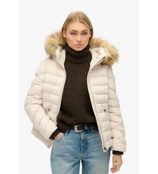 Superdry para mujer. W5011754A Chaqueta Fuji beige (M), Casual, Poliéster Reciclado, Sostenible